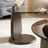 19" Round Side Table with Tempered Glass and Carbon Steel - Dark Brown