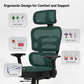 Axion Ergonomic Hybrid Chair Design, Showcasing Head, Neck, Back, Hip, Leg and Spinal Support Features for Comfort.