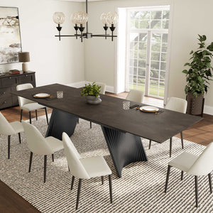 Charlotte Extendable Dining Table With Sintered Stone Desktop, Seating Up to 8 Guests.