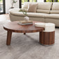 Eureka Ergonomic 41" Irregular Round Solid Wood Walnut Coffee Table, Walnut & White