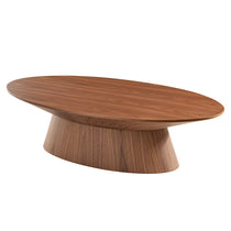 51 Walnut Oval Coffee Table - Modern Design With a Stable, Curved Base and Premium Walnut Veneer.