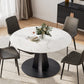 Eureka Ergonomic 53'' Round Extending Dining Table with Stone Slab, White