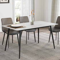Liam 55.91 Dining Table With White Sintered Stone, Showcasing Modern Design and Durability.