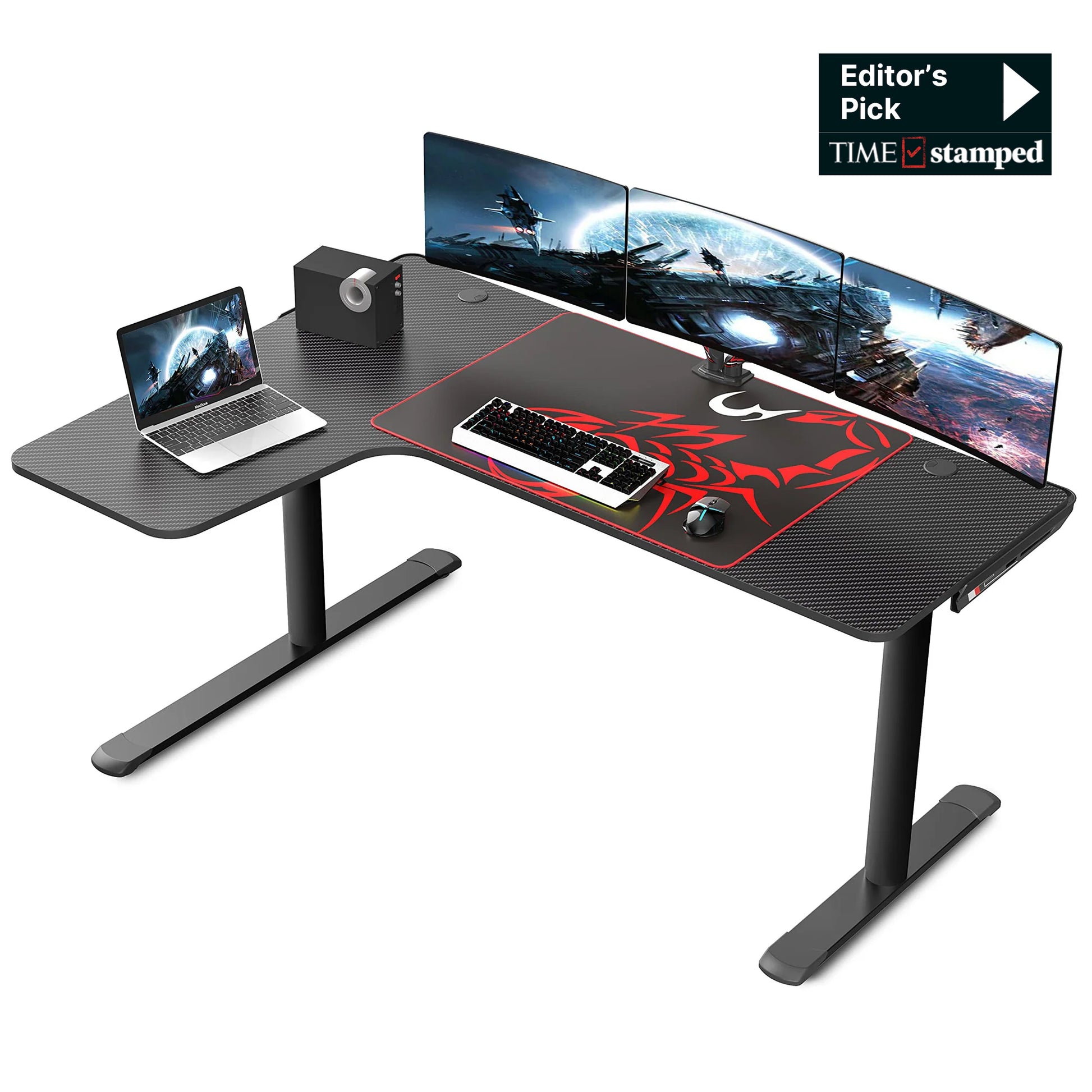 Eureka Ergonomic 60 inch Black L shape Gaming Computer Desk with Cable Management