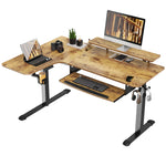 Eureka Ergonomic 60x23 L Shaped Standing Desk, Rustic Brown