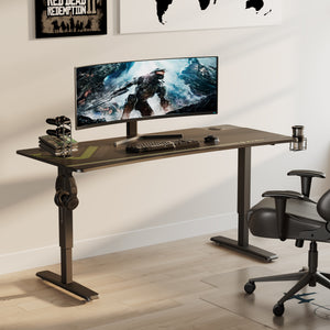 Eureka Ergonomic 63x26 Manual Height Adjustable Gaming Desk, Black