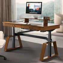 Eureka Ergonomic Ark Executive Standing Desk, Walnut Finish, Modern Home Office Desk.