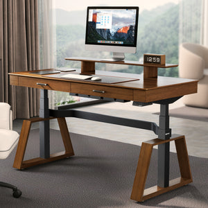 Eureka Ergonomic Ark Executive Standing Desk, Walnut Finish, Modern Home Office Desk.