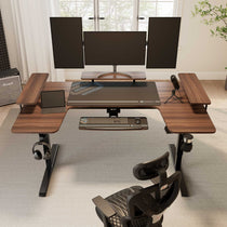 Eureka Ergonomic 74 U-Shaped Standing Desk With Accessories, Wood Finish, Ergonomic Setup for Productivity.