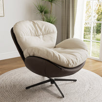 Alexia Swivel Lounge Chair in Cream and Dark Brown, Ergonomic Design, Perfect for Modern Living.