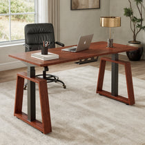 Ark Lite Standing Desk, Ergonomic Home Office Desk With Brown Woodgrain Finish, Perfect Workspace.