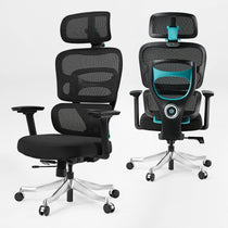 Axion Ergonomic Hybrid Chair, Black Mesh Back and Seat, Ergonomic Design With 3D Armrests and Adjustable Headrest.