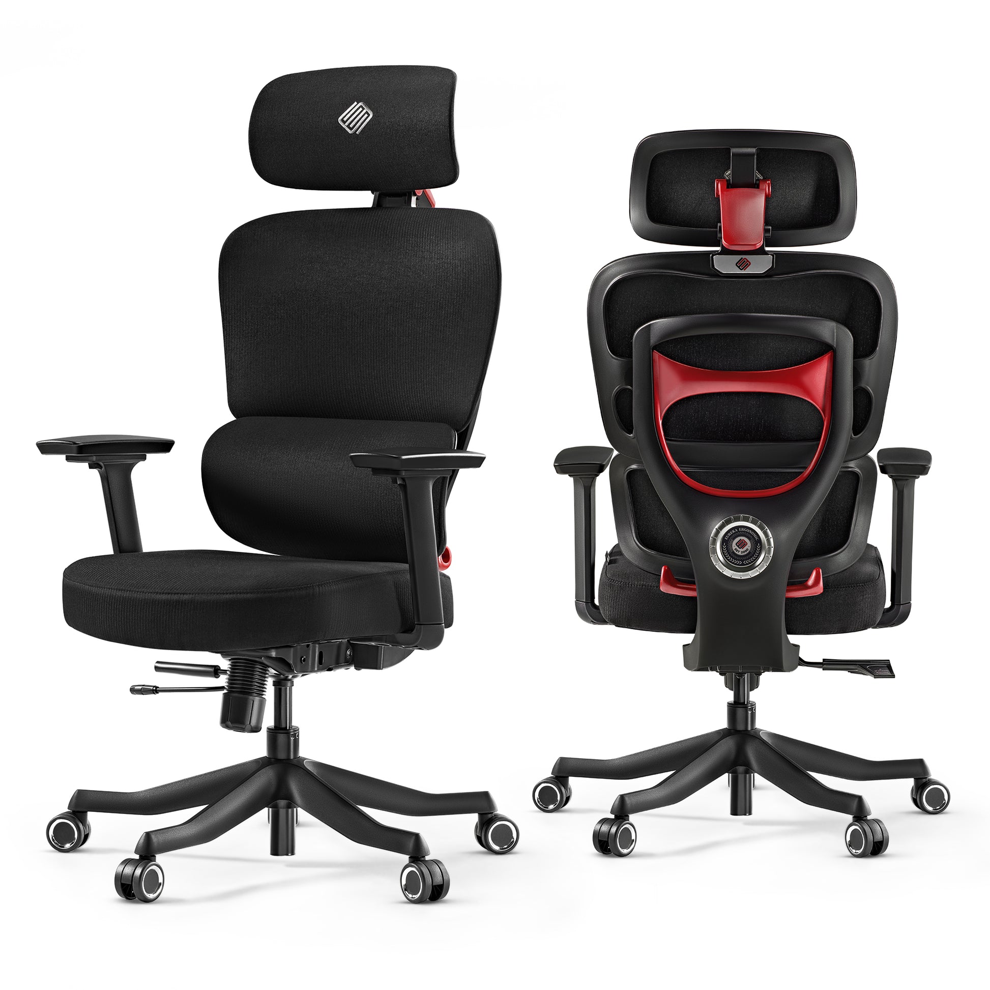 Eureka_Ergonomic_Axion_Ergonomic_ Gaming_Racing_Chair_w_Lumbar_ Support_and_spring_cushion_Red,Fabric