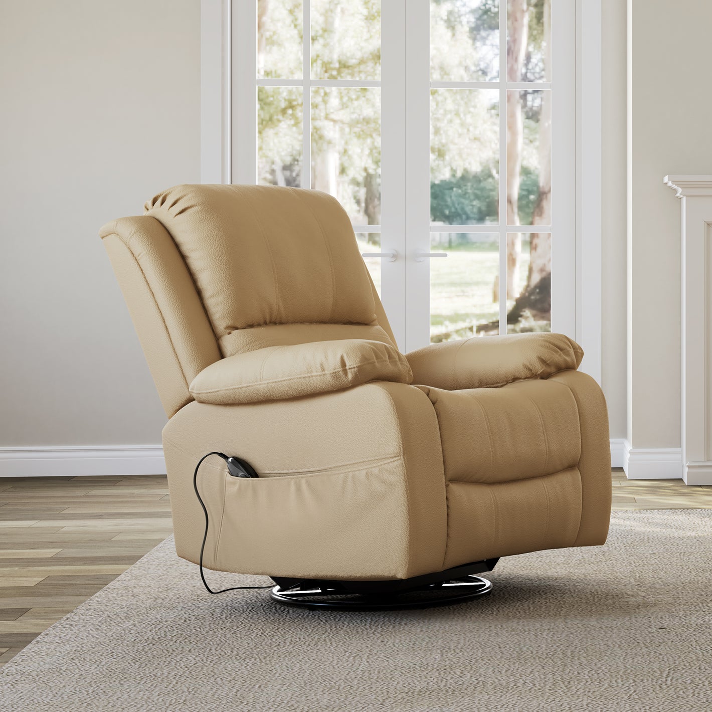 Eureka Ergonomic BRONZE BEIGE PRO Power Rocking Swivel Recliner Chair, Beige