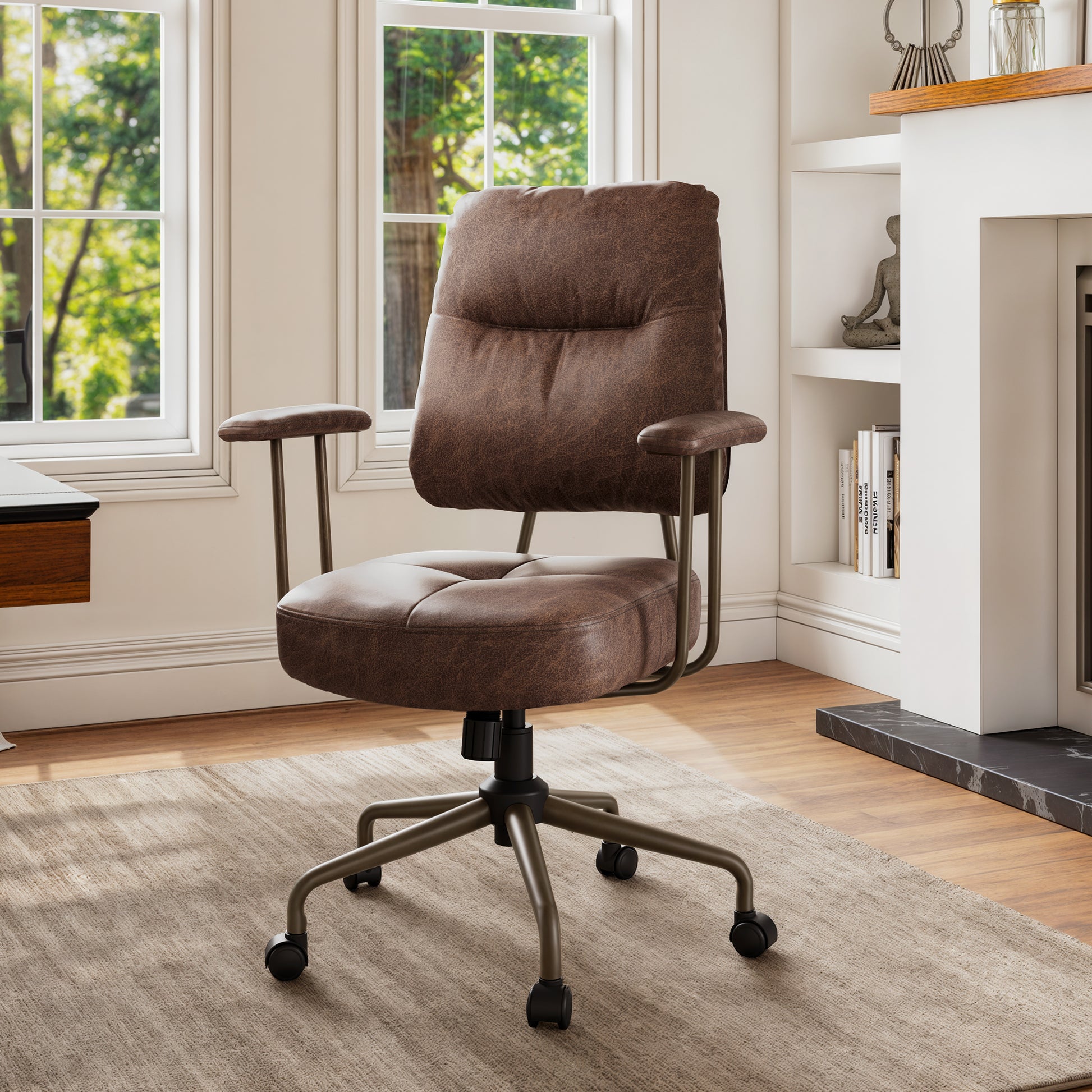 Eureka Ergonomic Becky, Faux Suede Fabric Home Office Chair Brown