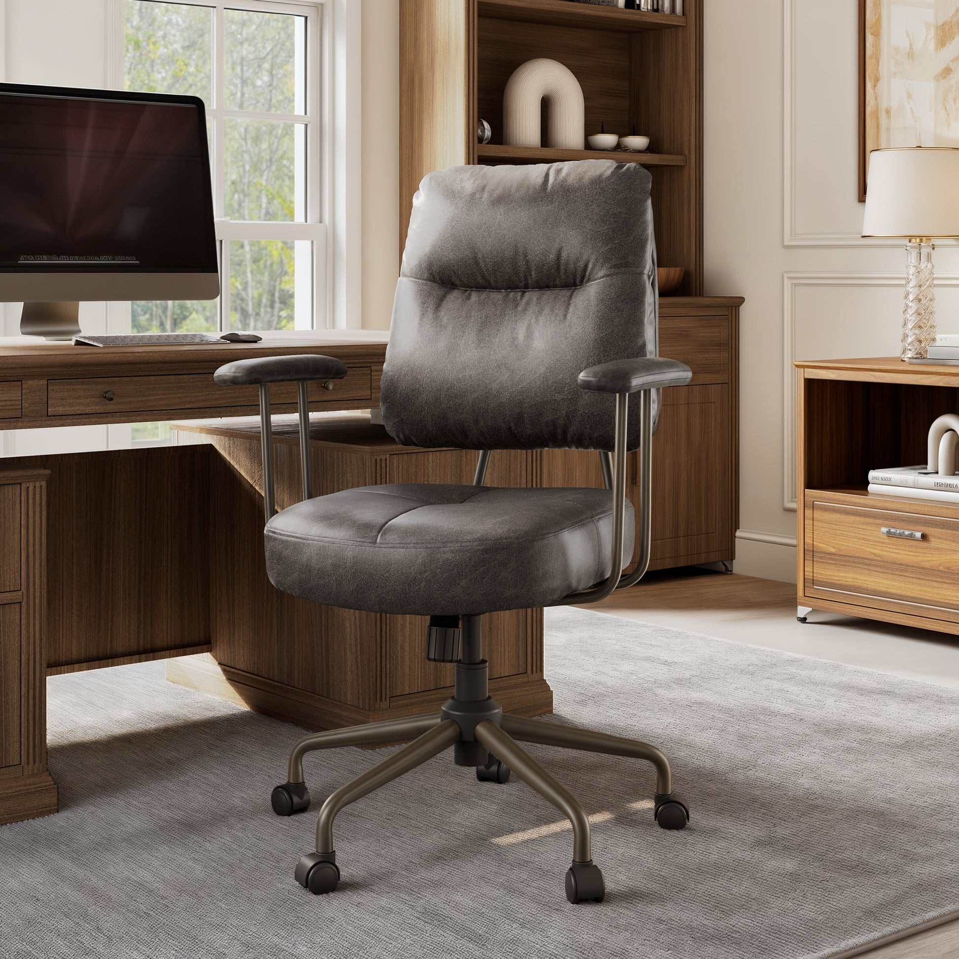 Eureka Ergonomic Becky, Faux Suede Fabric Home Office Chair Gray