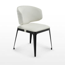 Chateau Dining Side Chair in Off-White With Black Legs. Modern Dining Chair.