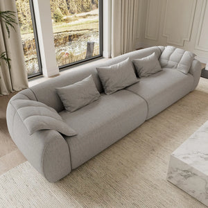 Chloe Modern Modular Sofa in Light Gray, Cotton-Linen Blend, for a Minimalist Living Room,Overlook View.