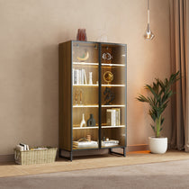 Curio Cabinet With Adjustable Shelves, With Collectibles and Led Lighting.