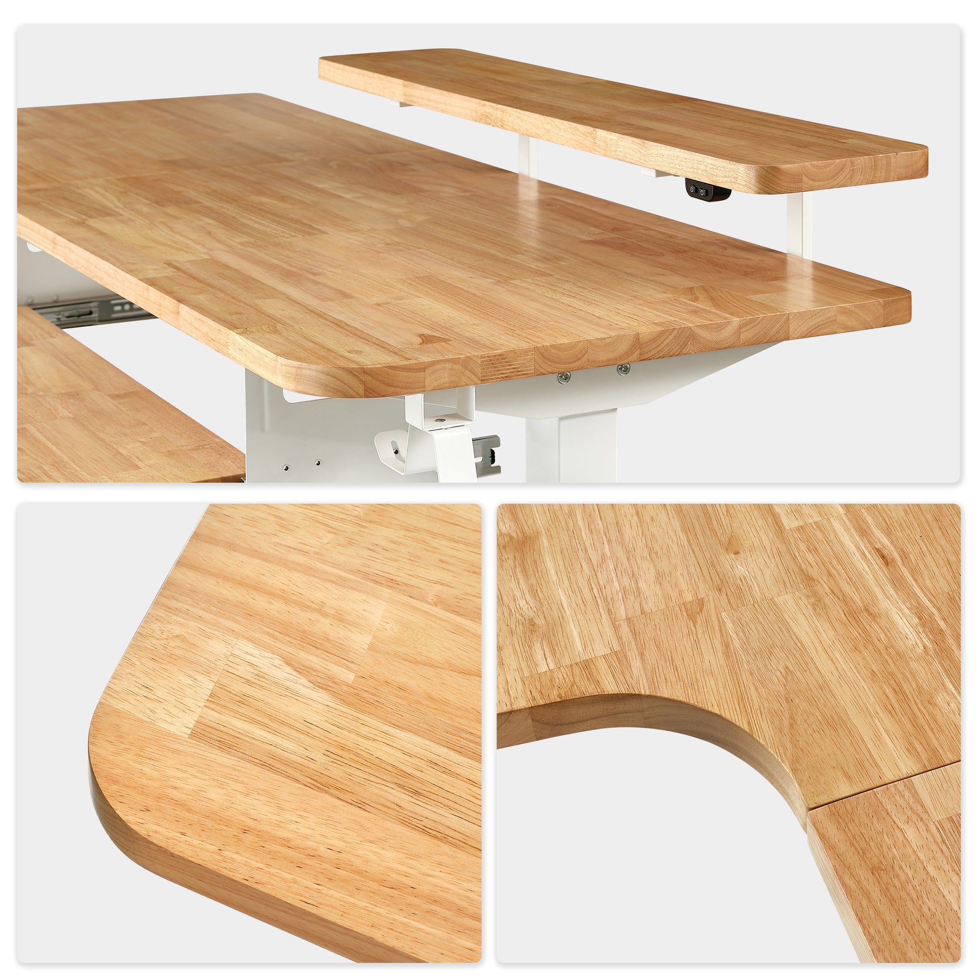 Eureka_Ergonomic L shape desk with Light Rubberwood