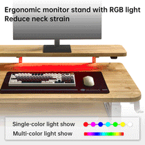 Ergonomic L-Shaped Desk With Monitor Stand and RGB  Light