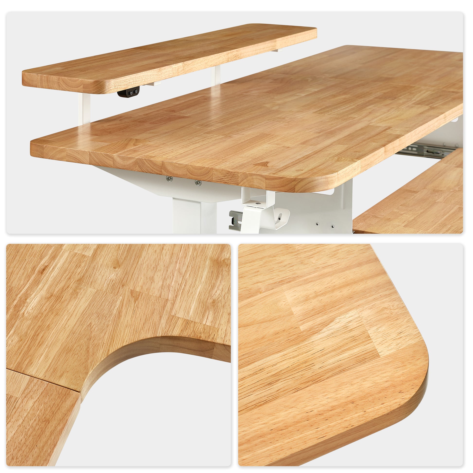 Eureka_Ergonomic L shape desk with Light Rubberwood