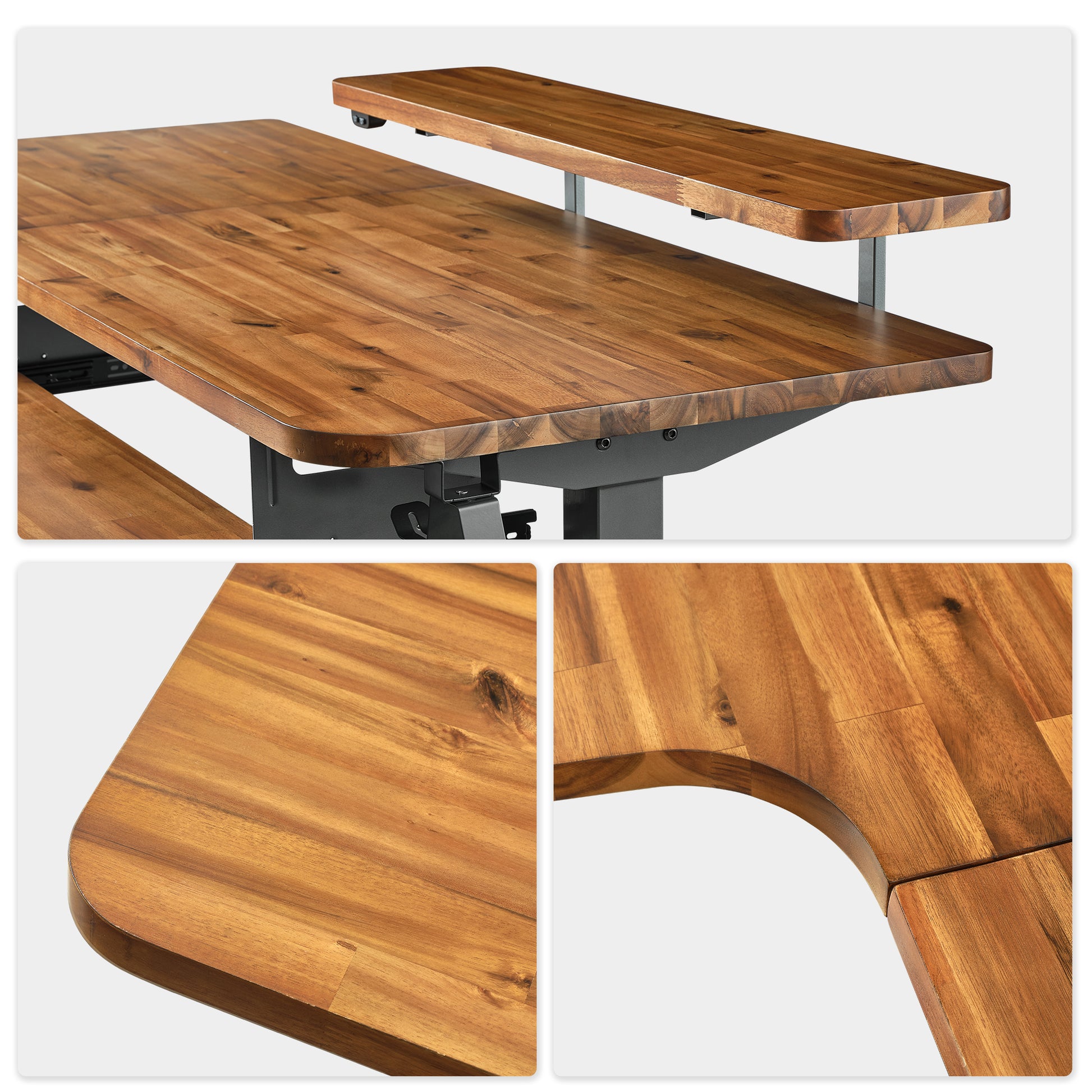 Eureka Ergonomic L-Shaped Desk with Dark Acacia Wood Finish"