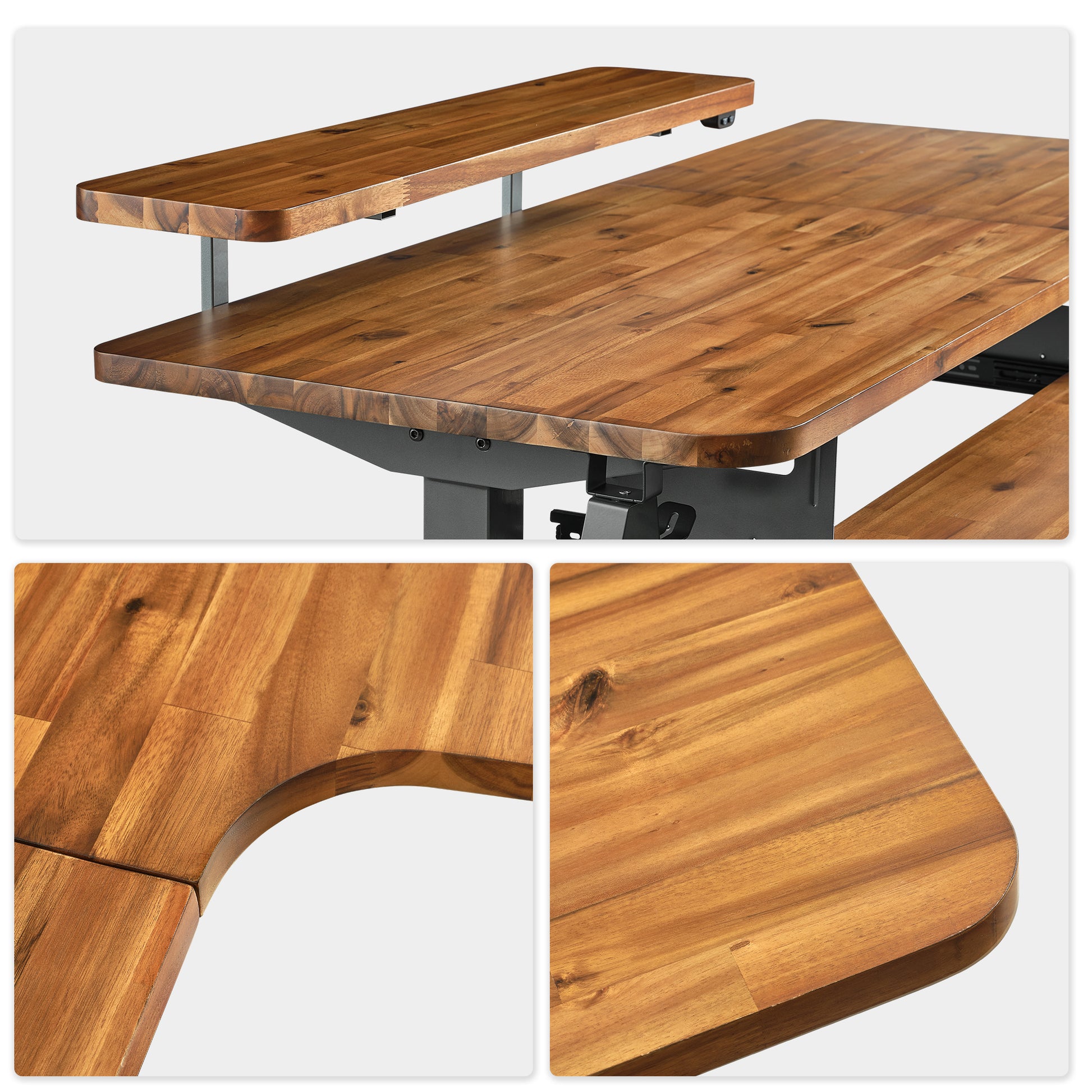 Eureka_Ergonomic L shape desk with Dark Acacia Wood