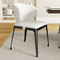 Modern Chateau Dining Chair in Off-White With Black Legs and Stitched Back. Contemporary Dining Furniture.
