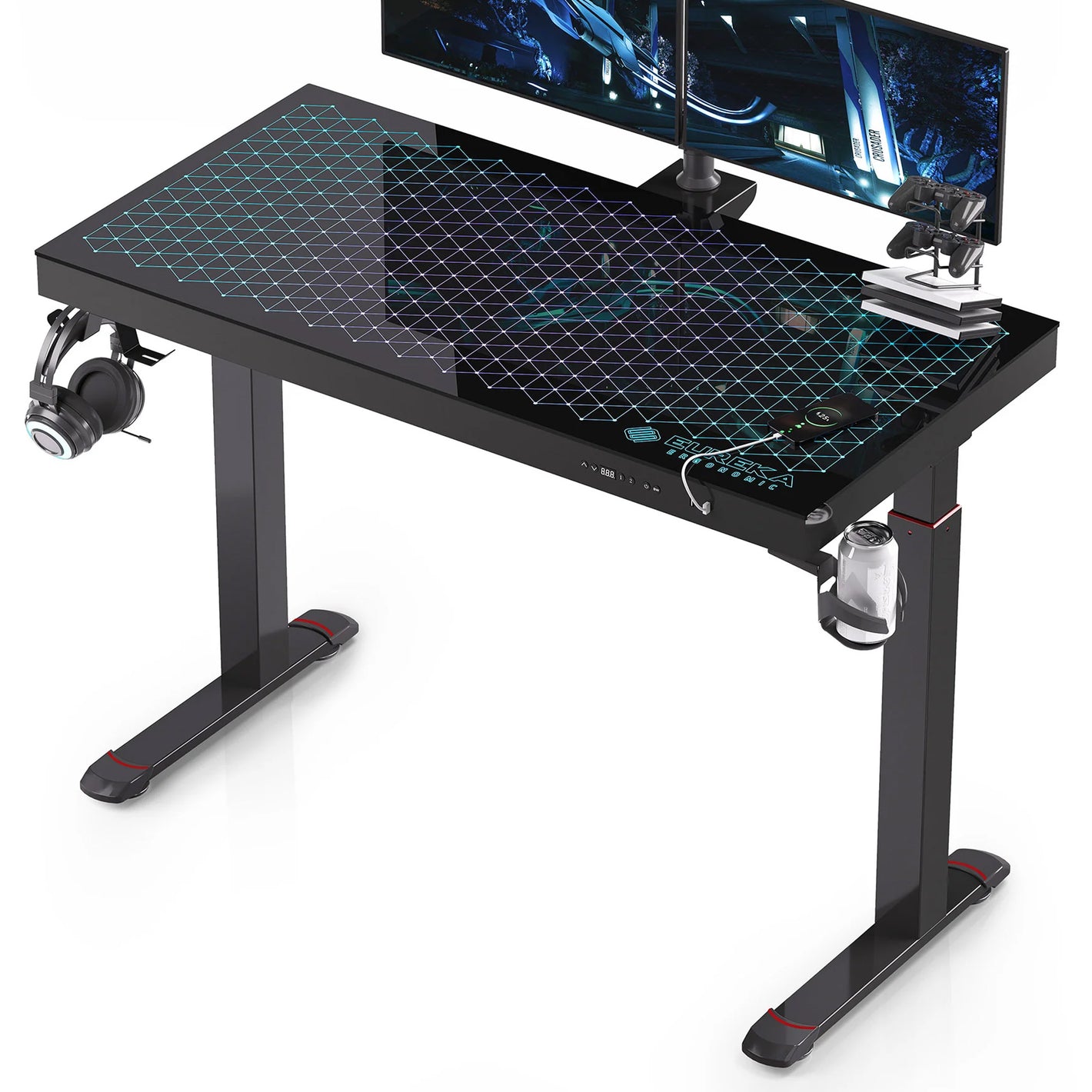 Eureka Ergonomic Glass Desktop Gaming Standing Desk