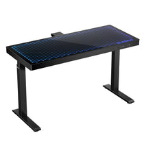 GTG-G55 Glass Gaming Standing Desk With Rgb Lighting, Black Frame, Tempered Glass.