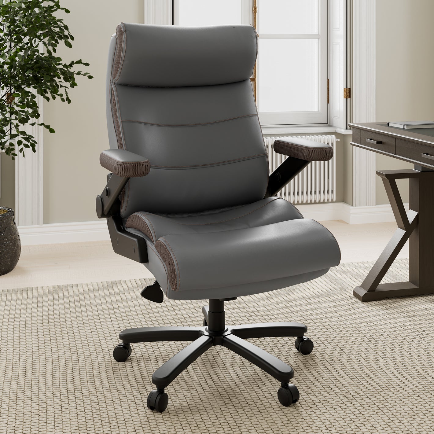 Eureka Ergonomic Heavy Duty High Back Flip Arms Thick Padded Office Chair