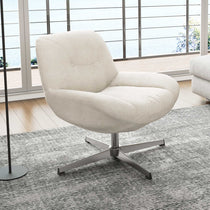 Eureka Ergonomic Henry Swivel Lounge Chair in Off-White Chenille With 360° Rotation, Modern Design.