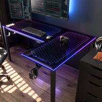 GTG-L60, 60x23 L Shaped Glass Desktop Gaming Desk