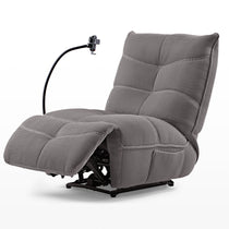 Linx Power Glider Recliner in Gray Techno 3D Fabric, Modern Ergonomic Design With Phone Holder.