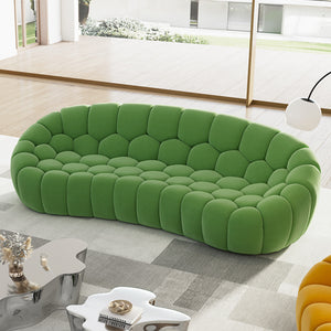Luca Modern Green 3-Seater Sofa, Bubble-Inspired Design, Vibrant Emerald Color, Modern Living Room Decor.