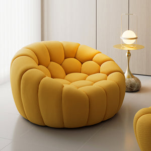 Luca Modern Accent Chair in Yellow Honeycomb Fabric, Modern Sofa Chair Design.