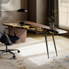 Magma, 86'' Natural Marble & Wood Top Office Desk - Walnut