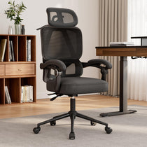 Nero Ergonomic Office Chair in Black Mesh With Adjustable Lumbar Support and Headrest, Perfect for a Modern Home Office.