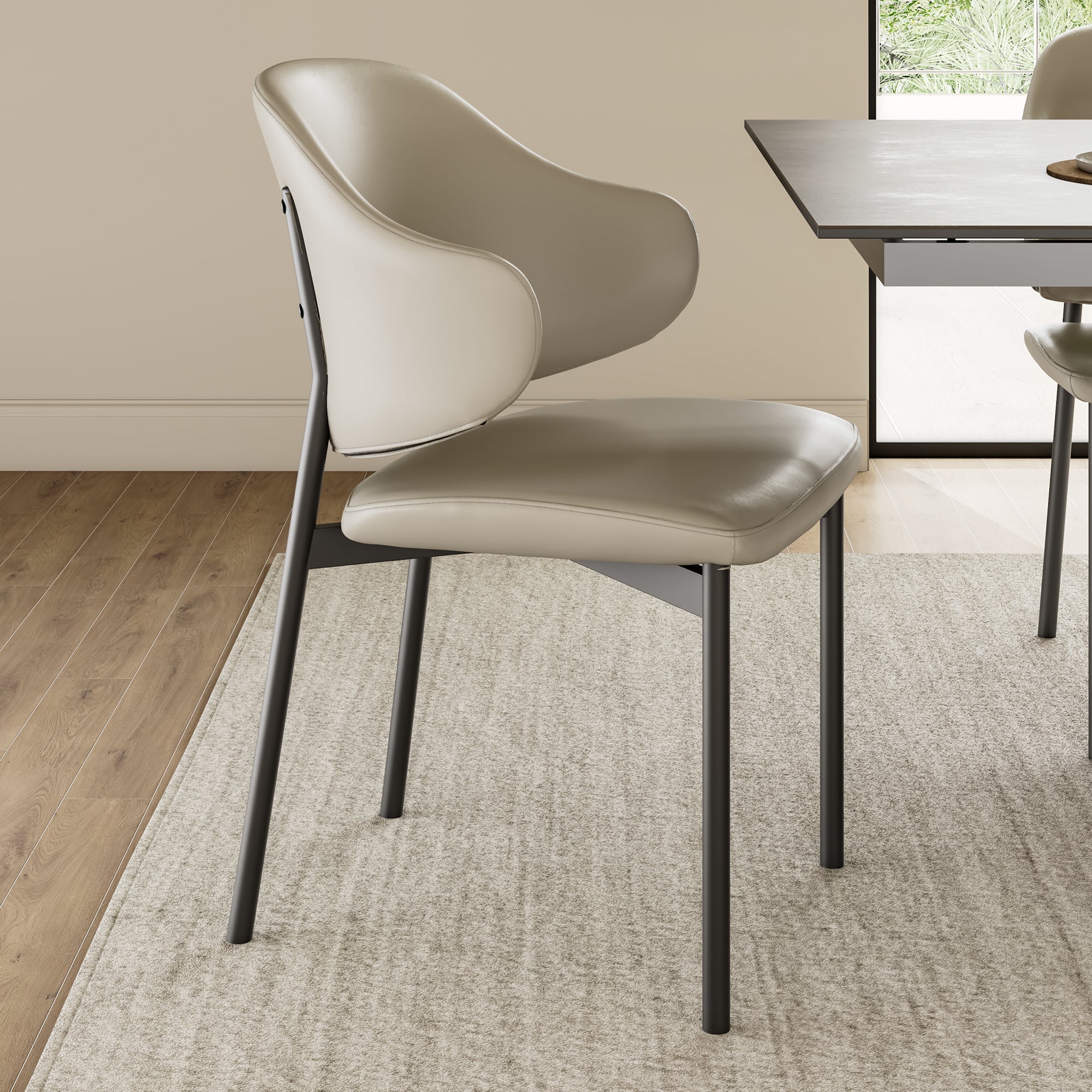 Image showcasing Eureka Ergonomic Minimalist Faux Leather Dining Chairs set of 2, Gray