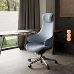 Eureka Ergonomic Modern High End-Luxury Genuine Leather Office Chair,Blue