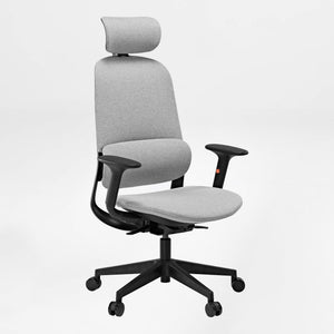 Skylar Modern Mesh Office Chair, Ergonomic Design With Gray Mesh Back and Headrest, Black Frame.