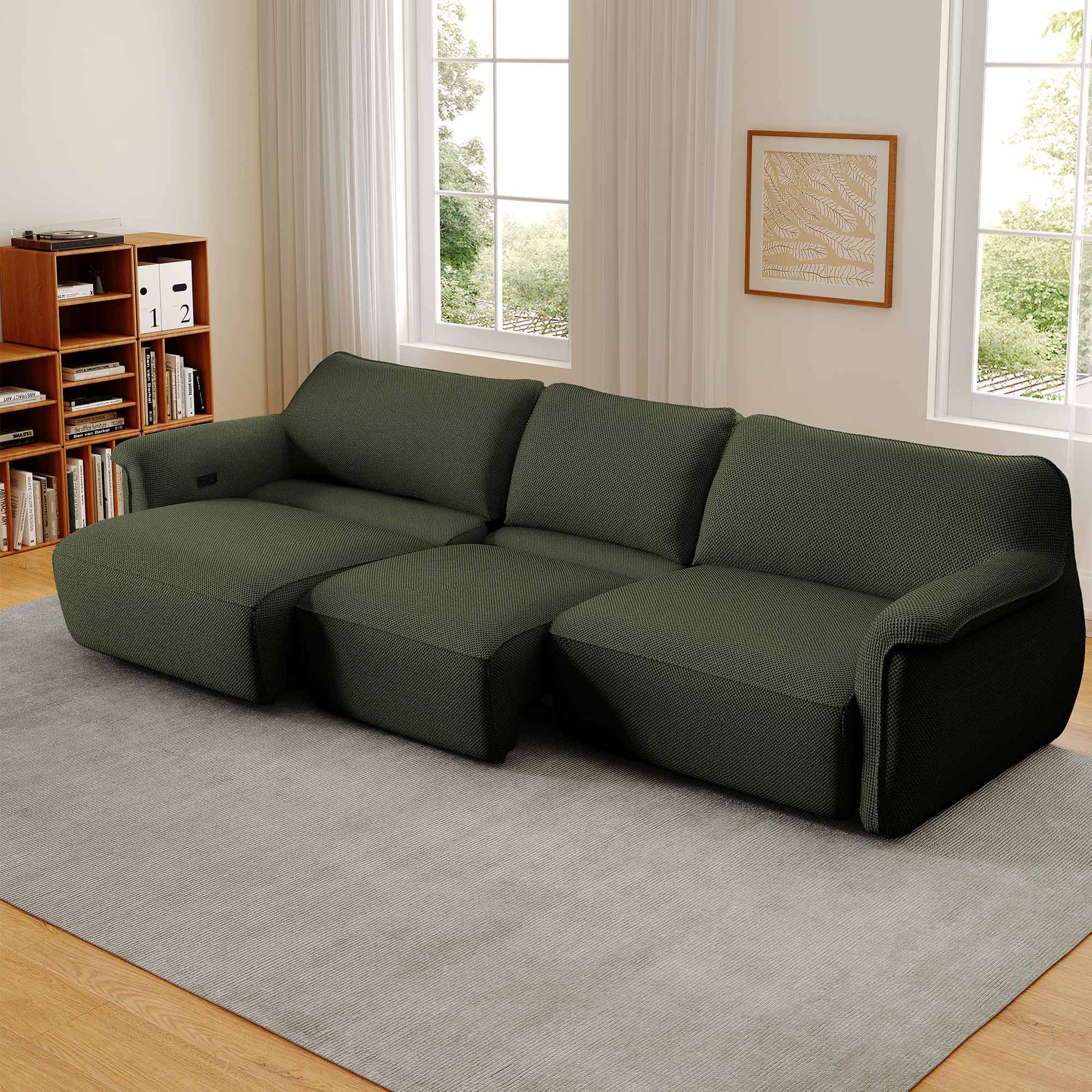 Eureka Ergonomic Power Bed Sleeper Slider Adjustable Morden Sofa in living room, 3 seater ,Green