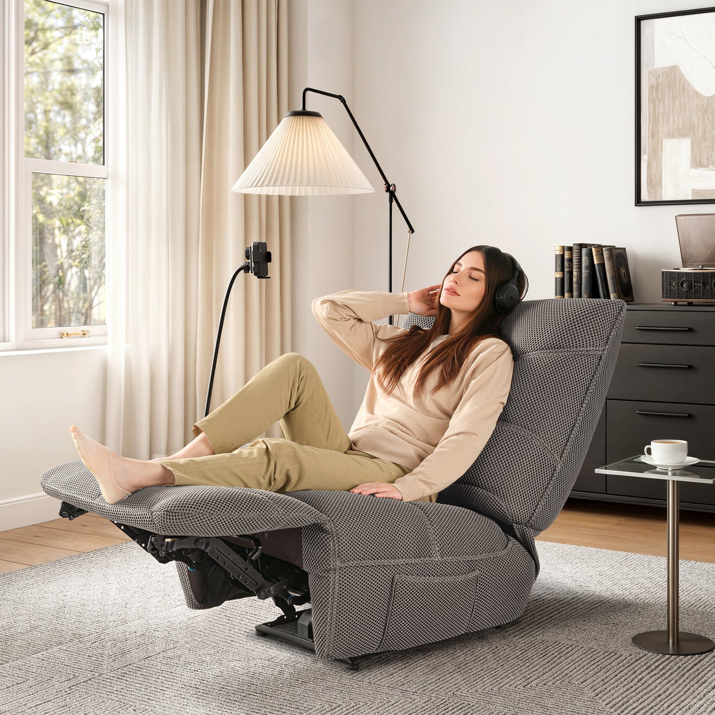 Eureka Ergonomic Power Glider Recliner with Wireless Charging & USB, Gray