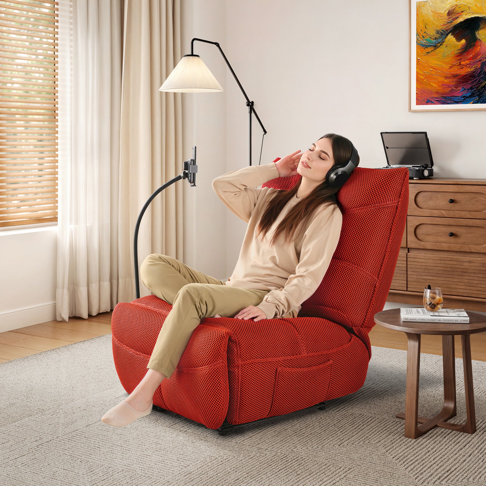 Eureka Ergonomic Power Glider Recliner with Wireless Charging & USB, Red