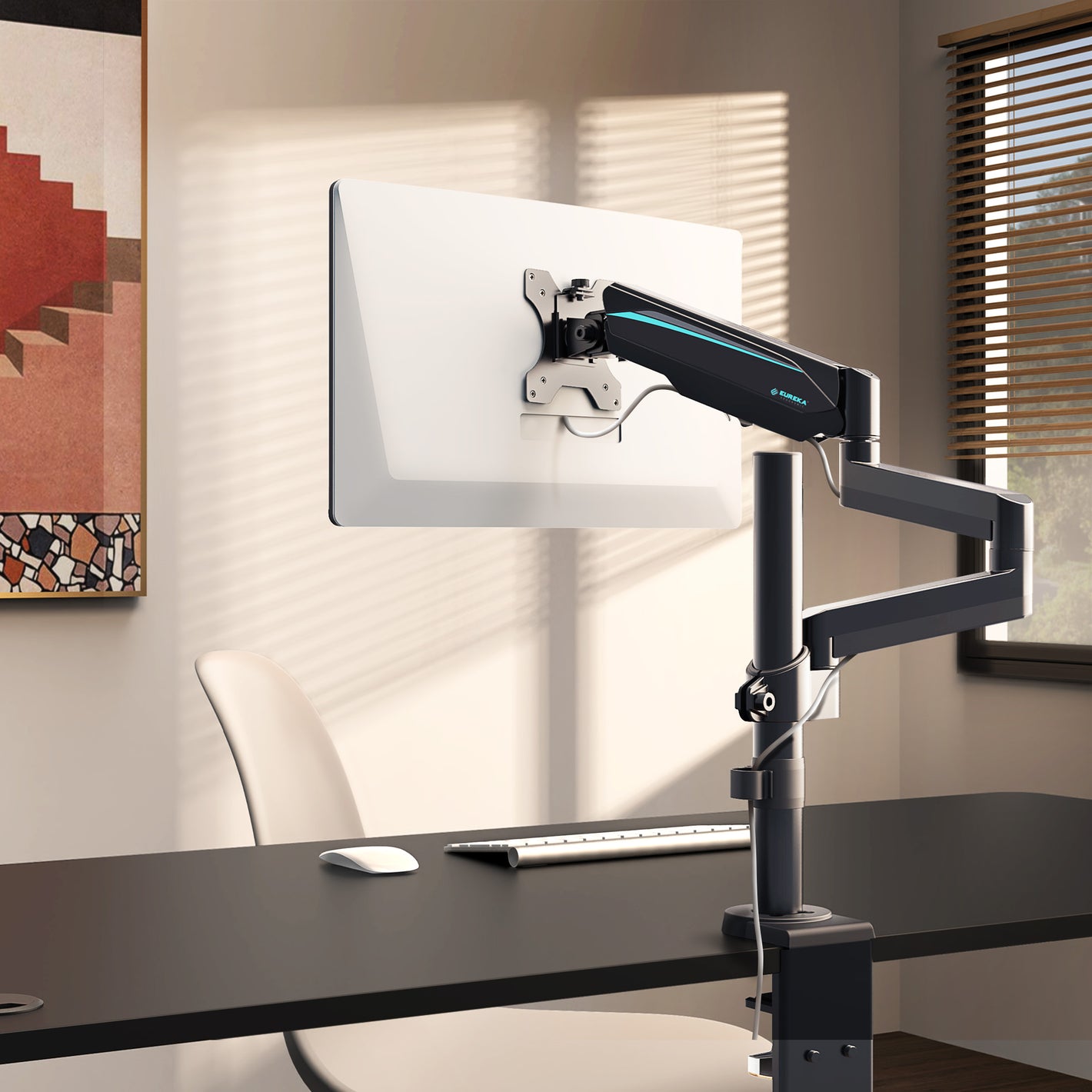 Eureka Ergonomic Single Monitor Arm Fully Adjustable, Black-colored