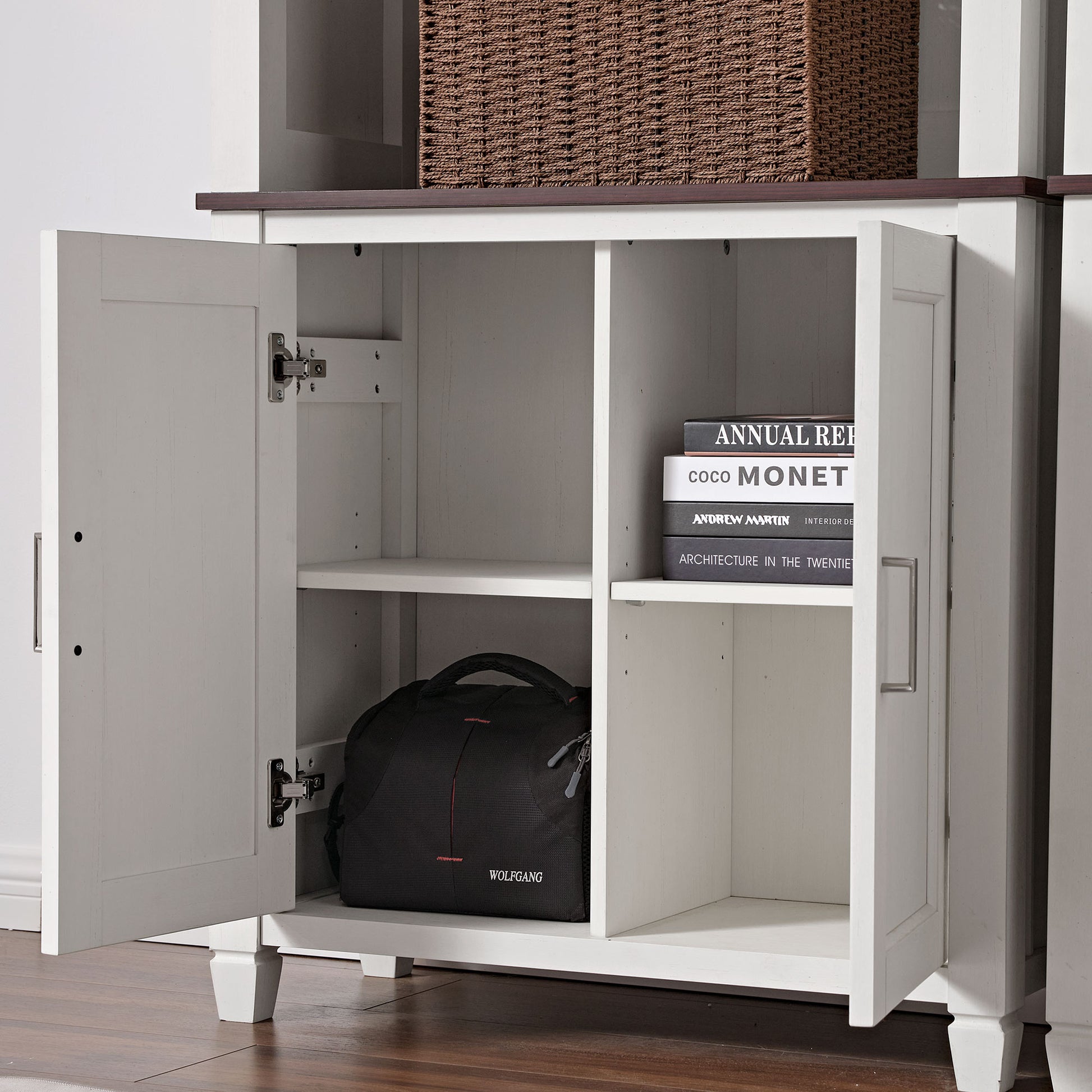 Eureka Ergonomic 77-Inch White Display Bookshelf with Storage Cabinet