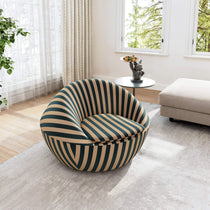 Modern Lounge Chair With Green and Beige Stripes, Sustainable Comfort and Contemporary Design.