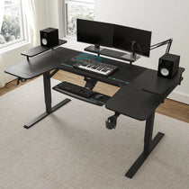 Eureka Ergonomic 74 U-Shaped Standing Desk in Black With Accessories for Enhanced Productivity, Ergonomic Comfort.