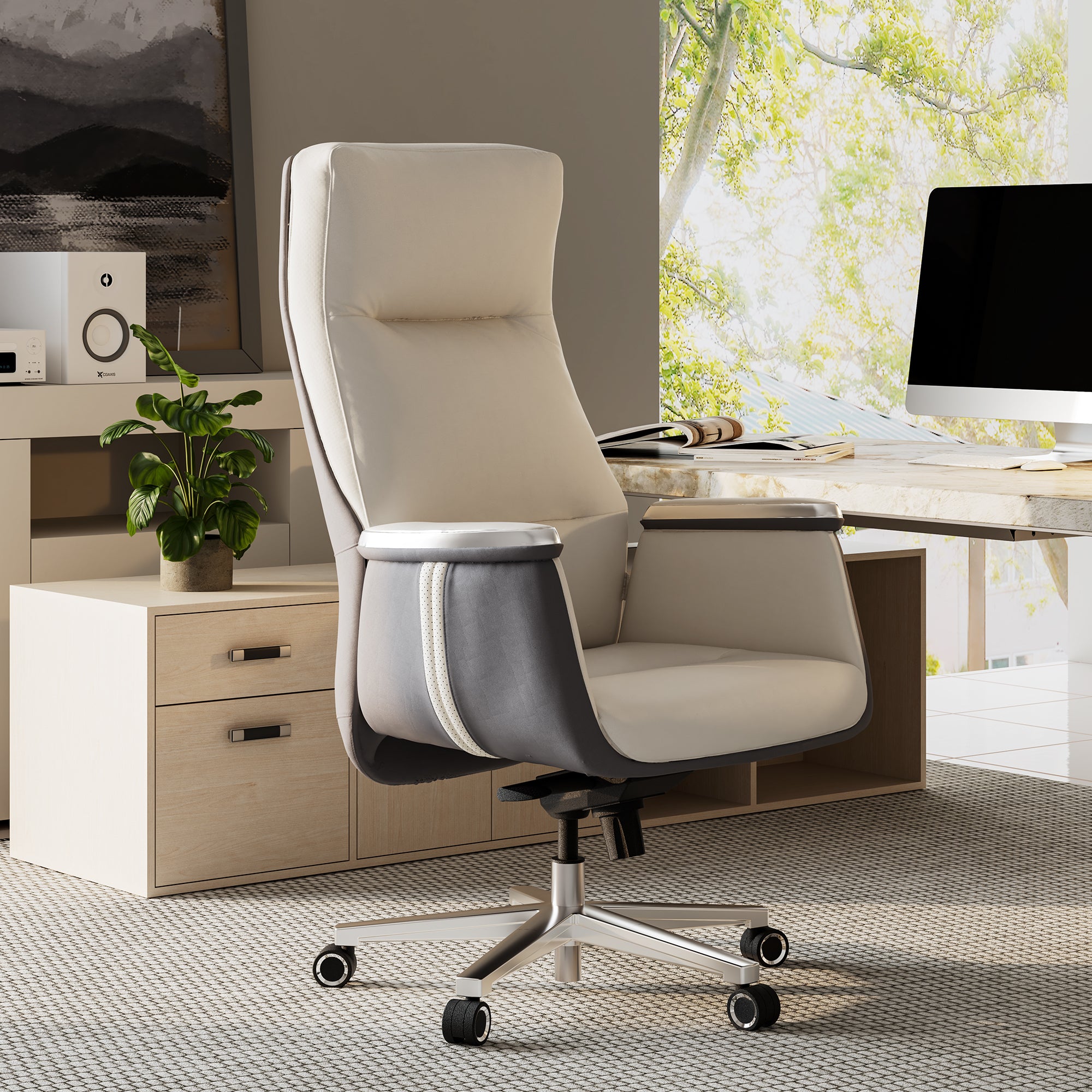 Eureka Ergonomic comfy leather executive office chair with high back